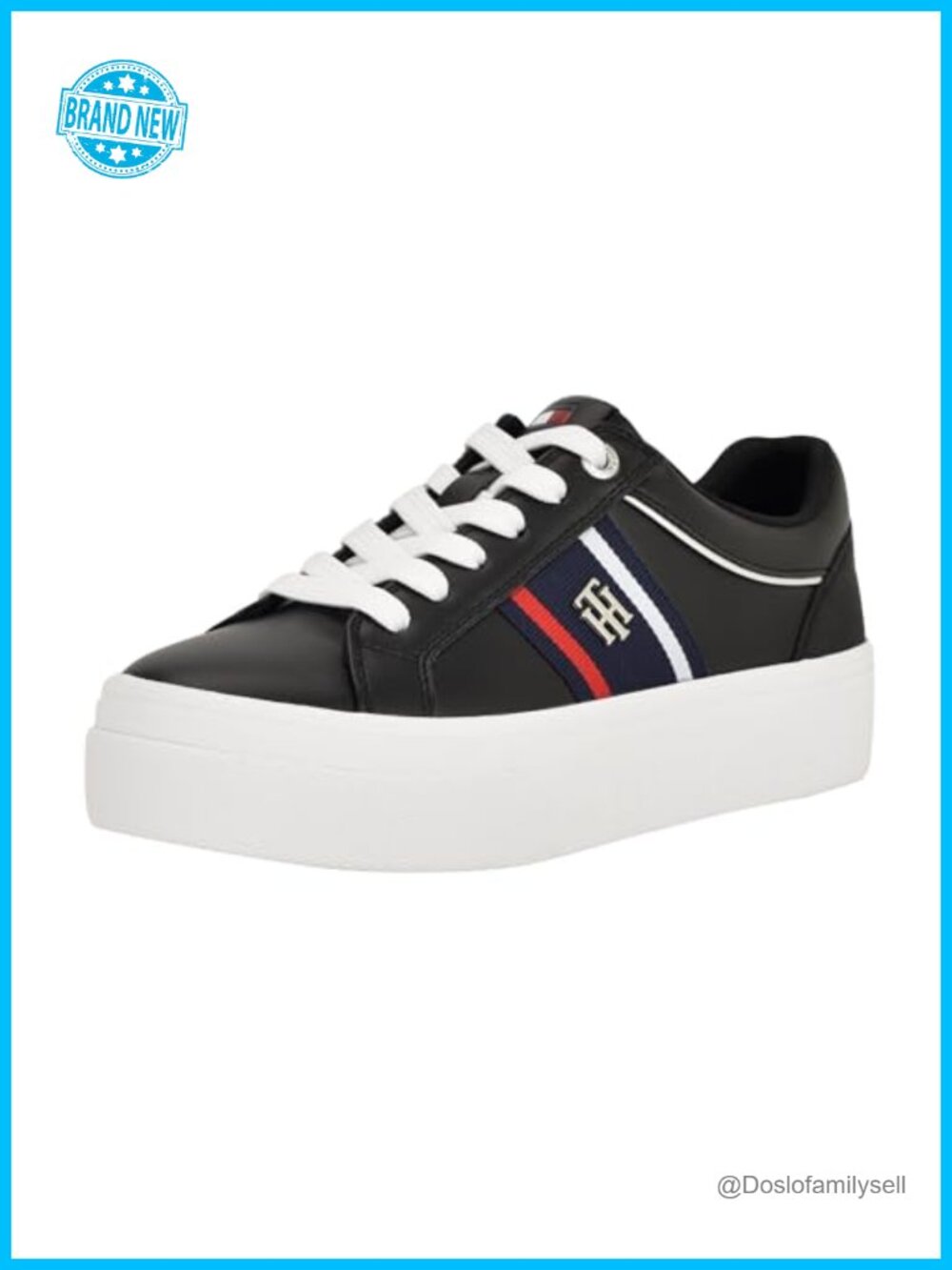 Tommy Hilfiger Badria Lace Up Platform Sneakers Round Toe Casual